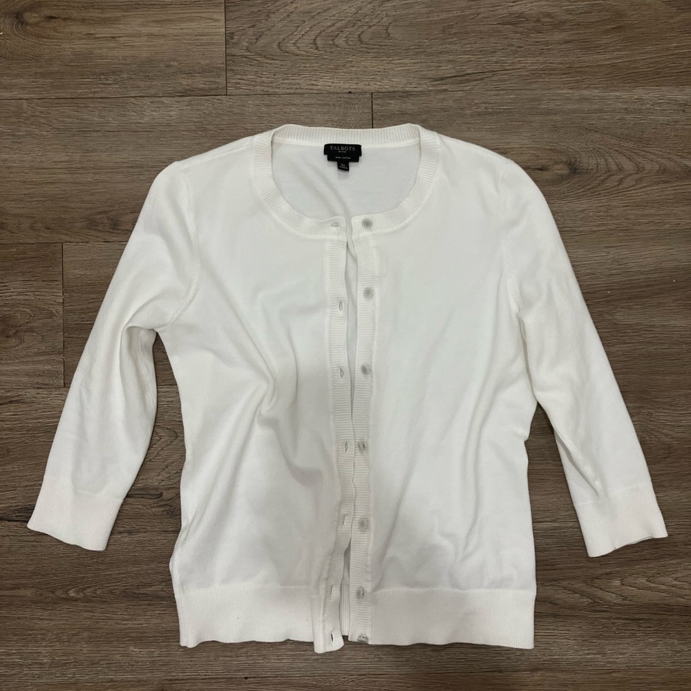 Talbots Ivory Button-Up Sweater